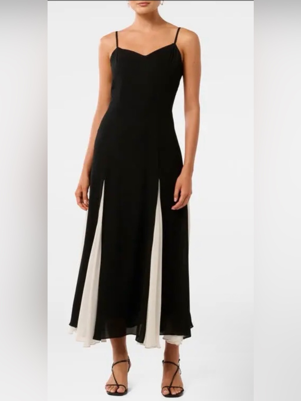 Ever New Black Maxi Dress with White Insets